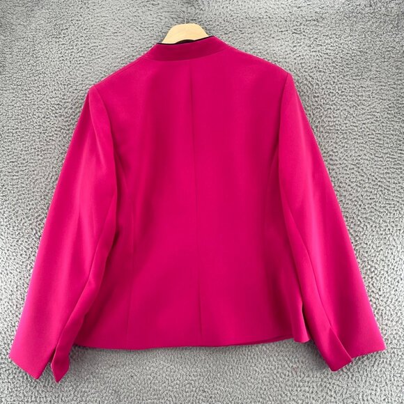 Jones Studio Blazer Womens 14W Plus Pink Contrast Trim Button Up Office Career - Picture 3 of 9